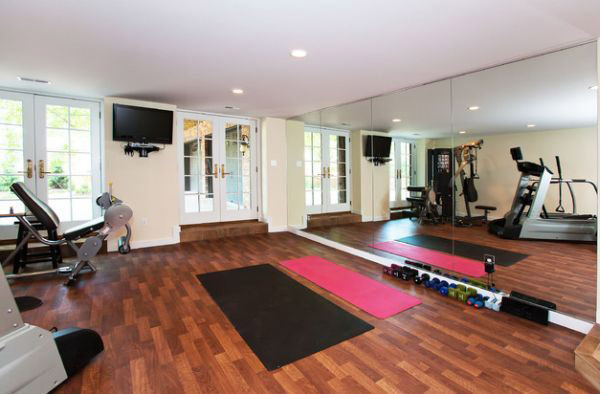 Nice flooring in this Yoga studio / home gym