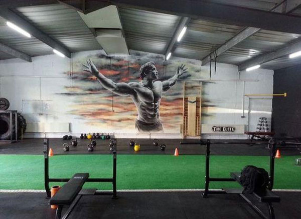 Not a garage gym, but the Arnold wall art was worth sharing #gymlife #Arnold