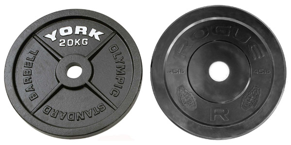 Steel Olympic plates versus basic black bumper plates