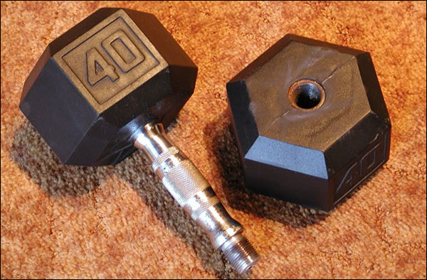 Cheaper hex dumbbells are just screwed together, and you can't tell by looking at them in a picture or on the shelf at Wal-Mart.