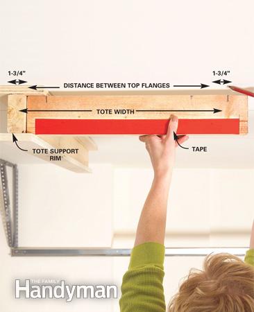 E-Z Garage Storage Tote Slide Overhead Garage Storage Rack - Ceiling Tote Slide Holds Up to 5 Tote Bins, Garage Ceiling Storage Racks with