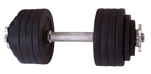 Standard-sized, plate loaded, adjustable dumbbells