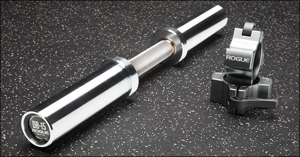 Rogue Stainless Steel DB-15 Loadable Dumbbell Handle with OSO Collars