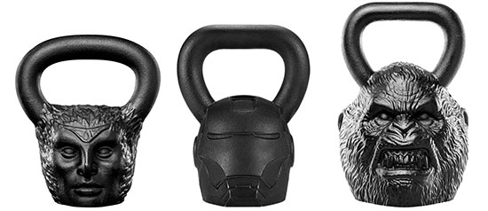 Onnit Kettlebells - fun shapes in various weights and sizes including Ironman, harpies, and primates