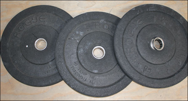 10-pound bumper plate abuse! Warped and falling apart