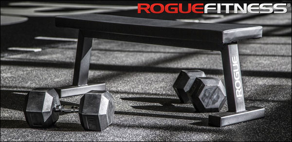 Rogue Fitness - Flat Utility Bench 2.0 & Rubber Hex Dumbbells.