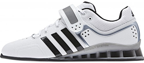 Side view of Adidas AdiPowers WL Shoes reveals the raised heel and flatness of sole