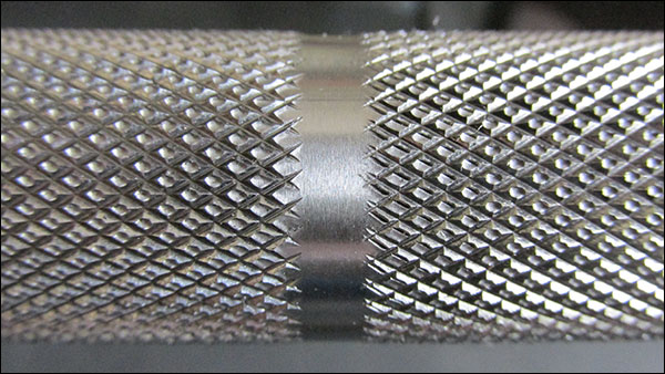 Close-up of the aggressive Ohio Deadlift Bar knurling