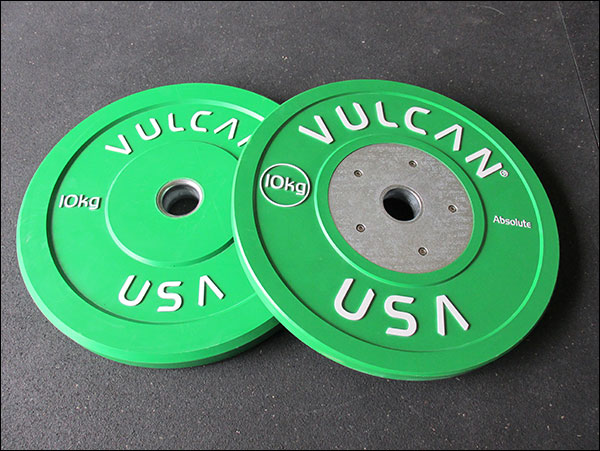 Vulcan KG Trainers on left with normal steel insert, and large hub Competition Bumpers on the right.