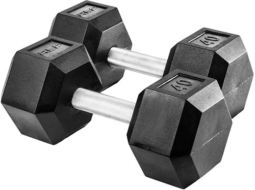 Rep Fitness Rubber Hex Dumbbells with Straight, Knurled handles