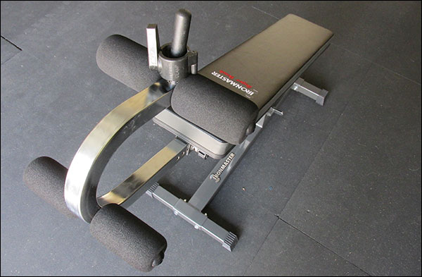 IronMaster Super Bench - crunch attachment has tiny little foam rollers without protective vinyl