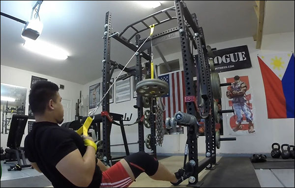 Garage gym Lat Pulldowns with the Spud Inc Pulley