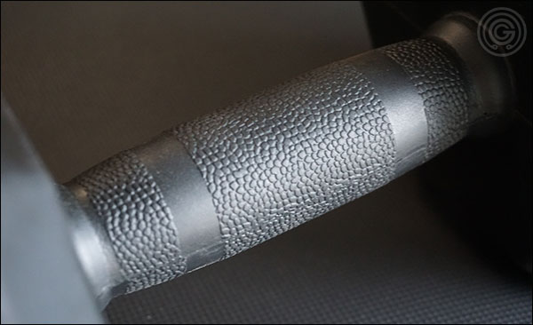 The textured rubber handles of the Vulcan and Rep Rubber Grip Hex Dumbbells