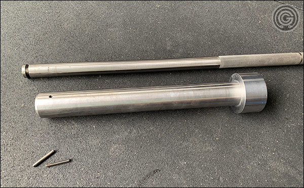 Capps' dual roll pin sleeve disassembled (this is the Capps SS Bar, not the assembly is the same on the TDB)