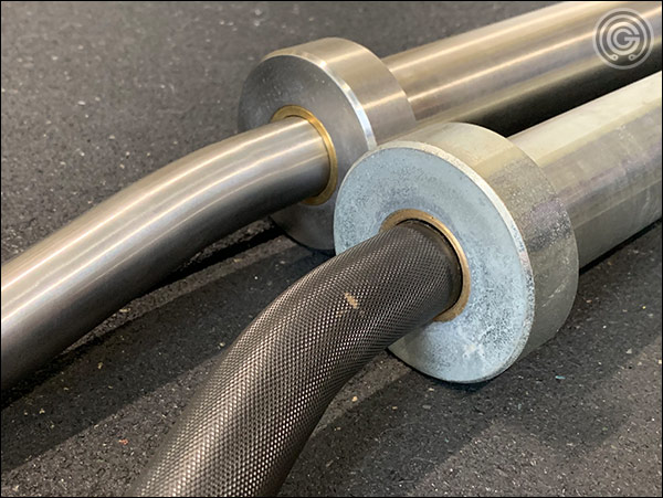 The Stainless Steel of the Rep Curl Bar will age better than the bright zinc sleeves of the Rogue, which are already looking a little grungy
