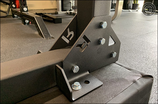 Large 3/8" gussets are used to attach the three major components of the Rogue Monster Utility Bench 2.0