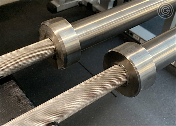 Rep Deep Knurl Power Bar EX vs Vulcan Absolute SS Power Bar - knurl and sleeve design